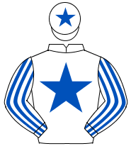 WHITE, royal blue star, striped sleeves, royal blue star on cap                                                                                       
