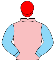 PINK, light blue sleeves, red cap                                                                                                                     