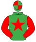 EMERALD GREEN, red star & sleeves, quartered cap                                                                                                      