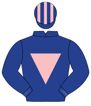 DARK BLUE, pink inverted triangle, striped cap                                                                                                        