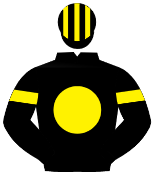 BLACK, yellow disc, yellow armlet, striped cap                                                                                                        