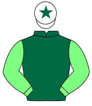 DARK GREEN, light green sleeves, white cap, dark green star