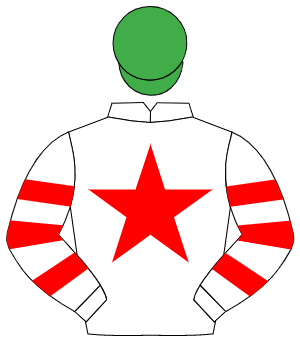 WHITE, red star, hooped sleeves, emerald green cap                                                                                                    