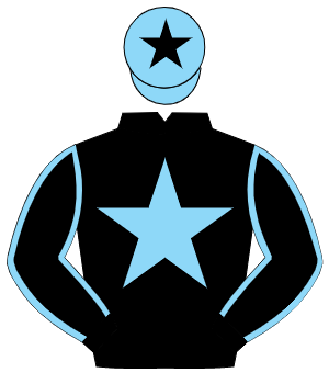 BLACK, light blue star, light blue seams on sleeves, light blue cap, black star                                                                       