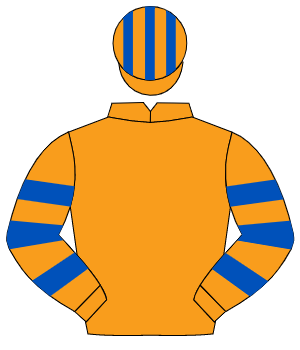 ORANGE, orange & royal blue hooped sleeves, striped cap