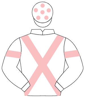 WHITE, pink cross sashes, pink armlet, white cap, pink spots                                                                                          