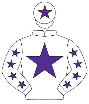 WHITE, purple star, purple stars on sleeves, purple star on cap