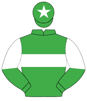 EMERALD GREEN, white hoop, halved sleeves, white star on cap