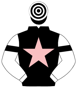 BLACK, pink star, white sleeves, black armlet, black & white hooped cap