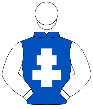 ROYAL BLUE, white cross of lorraine & sleeves, white cap