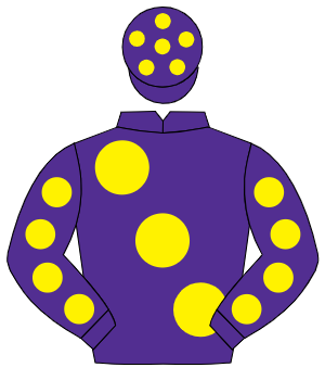 PURPLE, large yellow spots, yellow spots on sleeves, purple cap, yellow spots