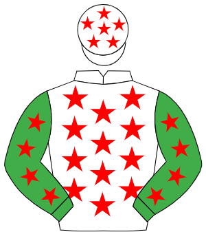 WHITE, red stars, emerald green sleeves, red stars, white cap, red stars