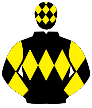 BLACK, yellow triple diamond, diabolo on sleeves, black cap, yellow diamonds