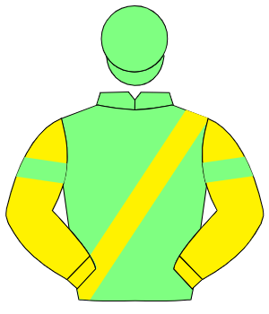 LIGHT GREEN, yellow sash, yellow sleeves, light green armlet, light green cap