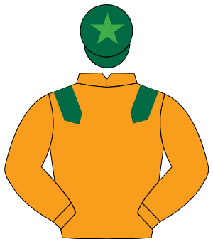 ORANGE, dark green epaulettes, dark green cap, emerald green star