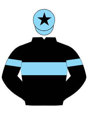 BLACK, light blue hoop, light blue armlet, light blue cap, black star