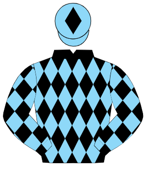 BLACK & LIGHT BLUE DIAMONDS, light blue cap, black diamond