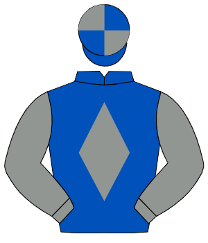 ROYAL BLUE, grey diamond & sleeves, quartered cap