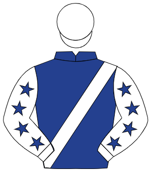 DARK BLUE, white sash, white sleeves, dark blue stars, white cap