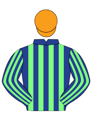 DARK BLUE & LIGHT GREEN STRIPES, orange cap
