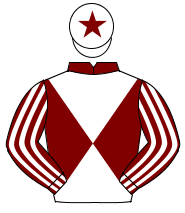 MAROON & WHITE DIABOLO, striped sleeves, white cap, maroon star                                                                                       