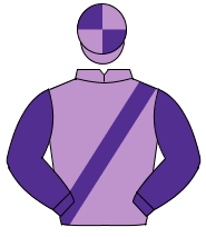 MAUVE, purple sash & sleeves, qtd. cap                                                                                                                