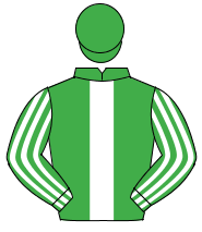 EMERALD GREEN, white panel, striped sleeves, emerald green cap                                                                                        