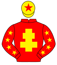RED, yellow cross of lorraine & stars on sleeves, yellow cap, red star                                                                                