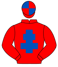 RED, royal blue cross of lorraine, quartered cap                                                                                                      
