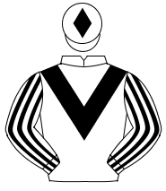 WHITE, black chevron, striped sleeves, white cap, black diamond                                                                                       