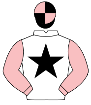 WHITE, black star, pink sleeves, black & pink quartered cap                                                                                           