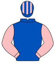ROYAL BLUE, pink sleeves, striped cap                                                                                                                 