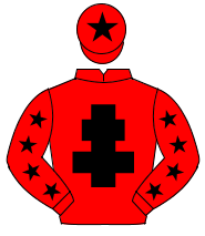 RED, black cross of lorraine, black stars on sleeves, black star on cap                                                                               