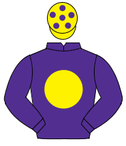 PURPLE, yellow disc, yellow cap, purple spots                                                                                                         