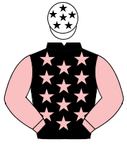 BLACK, pink stars, pink sleeves, white cap, black stars                                                                                               