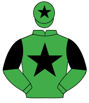 EMERALD GREEN, black star, halved sleeves, black star on cap                                                                                          