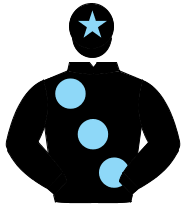 BLACK, large light blue spots, light blue star on cap                                                                                                 