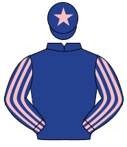 DARK BLUE, dark blue & pink striped sleeves, pink star on cap                                                                                         