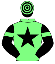 LIGHT GREEN, black star, black sleeves, light green armlet, black & light green hooped cap                                                            