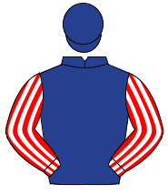 DARK BLUE, red & white striped sleeves, dark blue cap