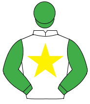 WHITE, yellow star, emerald green sleeves & cap                                                                                                       