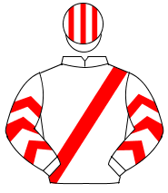 WHITE, red sash, red chevrons on sleeves, striped cap                                                                                                 