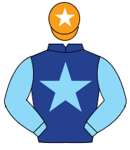 DARK BLUE, light blue star & sleeves, orange cap, white star                                                                                          