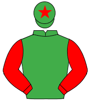EMERALD GREEN, red sleeves, emerald green cap, red star                                                                                               