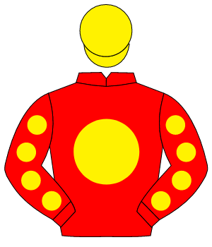 RED, yellow disc, yellow spots on sleeves, yellow cap                                                                                                 