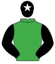 EMERALD GREEN, black sleeves, black cap, white star
