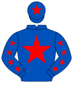 ROYAL BLUE, red star, red stars on sleeves, red star on cap