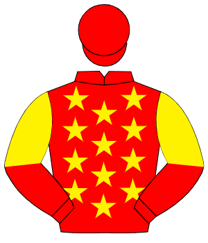 RED, yellow stars, halved sleeves, red cap                                                                                                            