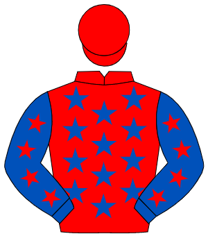 RED, royal blue stars, royal blue sleeves, red stars, red cap