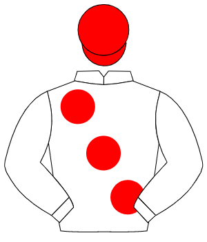 WHITE, large red spots, red cap